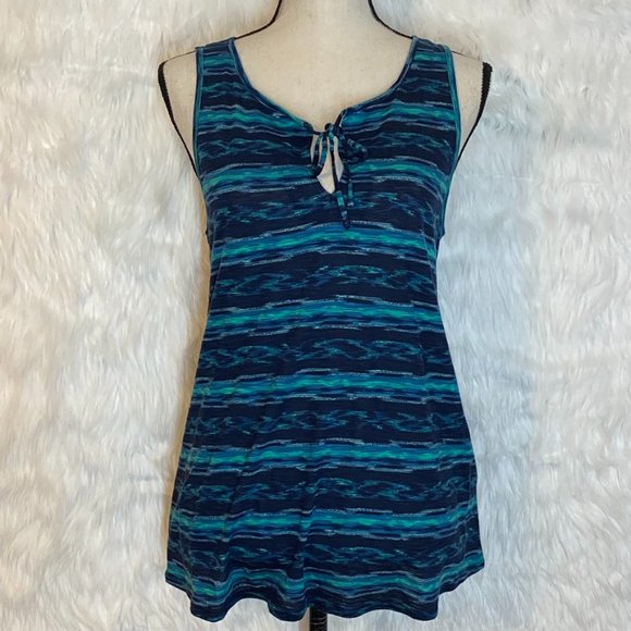 Lucky Brand Tops - Lucky Brand Womens Tank Top with Keyhole Blue Wave Stripe Size Medium NEW